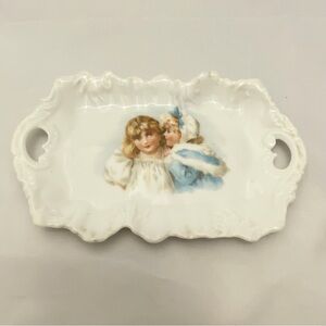 Victorian Austrian Porcelain Brundage Girls Tray, Vintage-Antique EUC